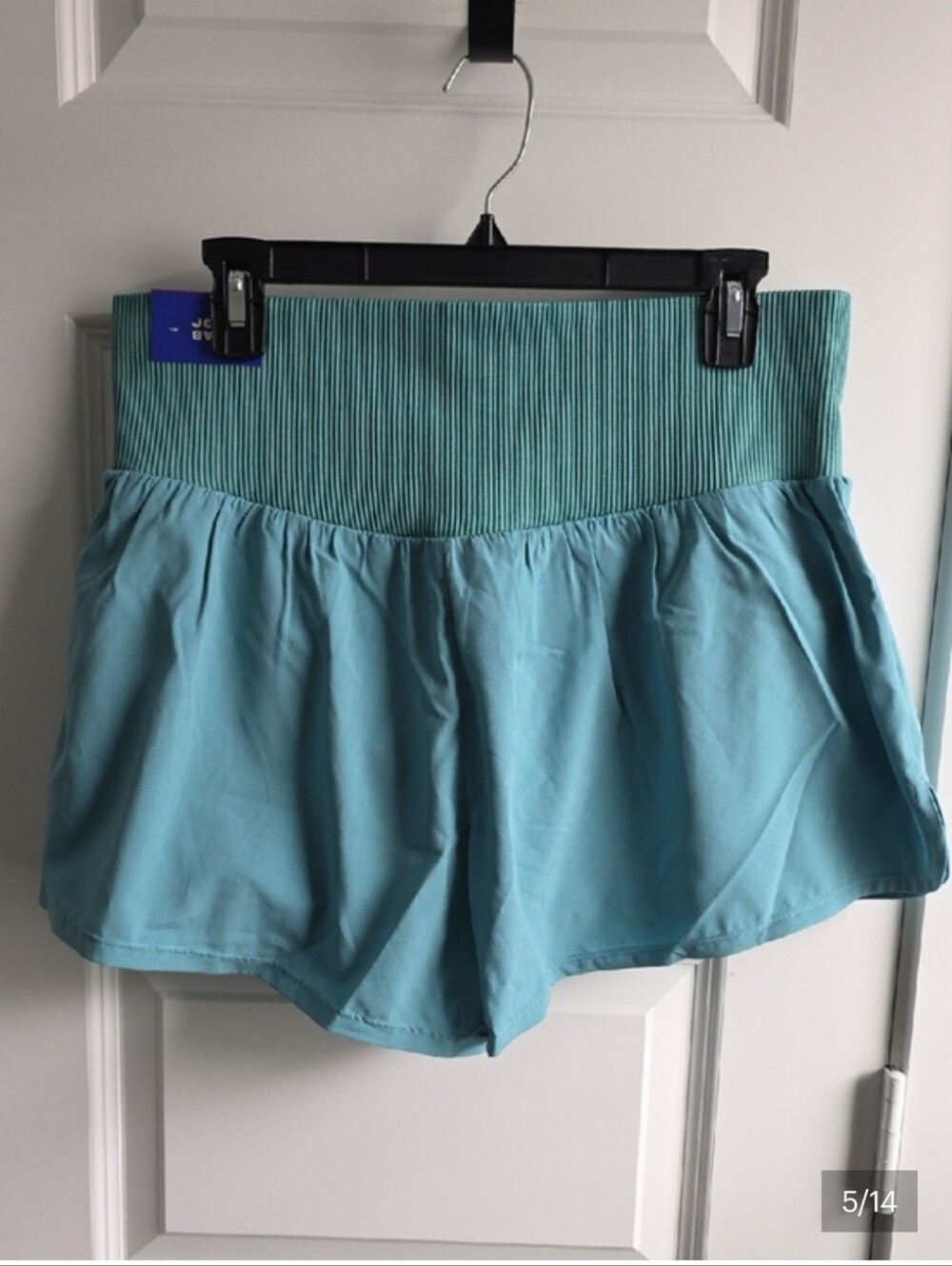 JoyLab Teal Ribbed-Waist Athletic Shorts Large G050